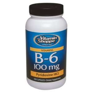  Vitamin Shoppe   B 6, 100 mg, 300 capsules Health 