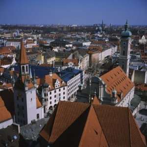 com High Angle View of Buildings in a City, Munich, Bavaria, Germany 