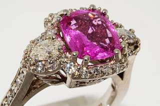 14000 4.12CT AGL CERTIFIED PINK SAPPHIRE & DIAMOND RING SIZE 7  