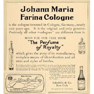   Ad Schieffelin & Co. Johann Maria Farina Cologne   Original Print Ad