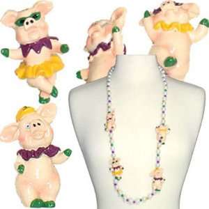  Mardi Gras Pig Jester Beads Toys & Games