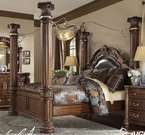 Café Brown/Leather Queen Canopy Bed  