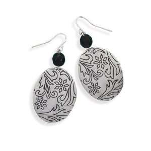   Antique Oval Drop Earrings with Faceted Black Bead Fashion Jewelry