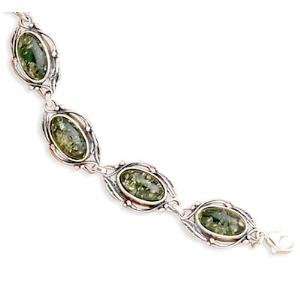   Baltic Amber Vine Leaf Oxidized Sterling Silver Link Bracelet Jewelry