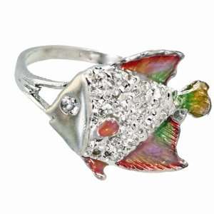  Angelfish Ring 1/5 Carat Diamonds Pink Enamel Faz of 