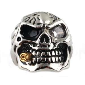   Steel Casting Ring   Skull with Bullet Ring   Size  10 Jewelry