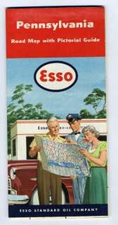ESSO Road Map & Pictorial Guide of Pennsylvania 1953  