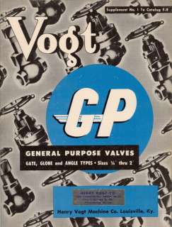 Henry Vogt Valves Catalog Asbestos Packing Stuffing Box  