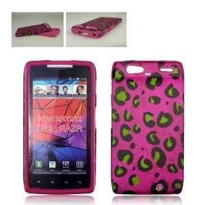   RAZR PINK AND GREEN ANIMAL PRINT HYBRID CAS Cell Phones & Accessories