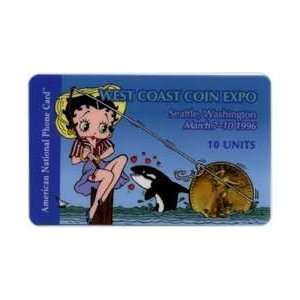  Phone Card 10u Betty Boop Fishing West Coast Coin Expo Seattle 