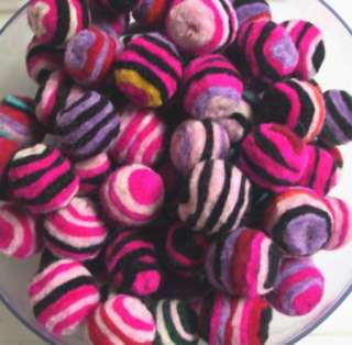 Felted Wool Beads~SPIRALS~BRIGHT COLOR MIX~20 ct.  