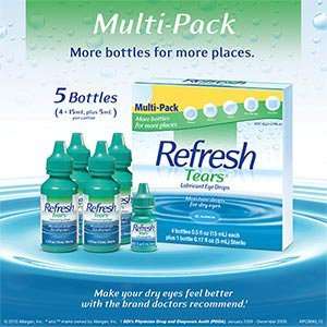 Refresh Tears® Lubricant Eye Drops Four Bottles, 15ml Each and One 