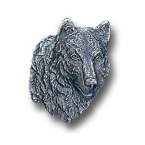  Pewter 3 D Collector Pin   Wolf Head