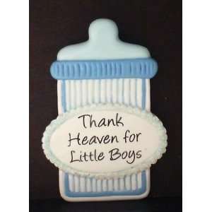 Baby Bottle Blue   Thank Heaven for Little Boys Personalized Gift Tag 
