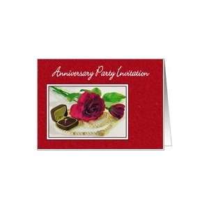  Invitations   Anniversary Party, Red Roses & Ring Card 