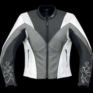 Alpinestars Stella Anouke Leather Jacket , Color White/Gunmetal, Size 
