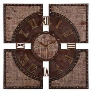  Uttermost 29 Vestavia Clock Textured Burnt Wood Finish 