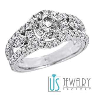 Antique Style 1.80ct Round Diamond Engagement Ring w/ Split Shank 14k 