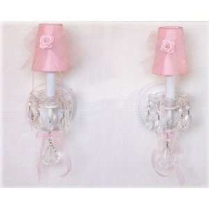  Pair of Wall Sconces with Pink Tulle Shades