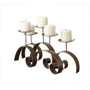 Multi Scroll Design Candleholder with Antique Gold and Copper Finish 