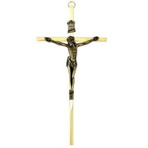 Brass Wall Crucifix with Antique Gold Finish Metal Corpus  