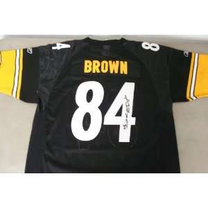  Antonio Brown Autographed Authentic Steelers Black Reebok 