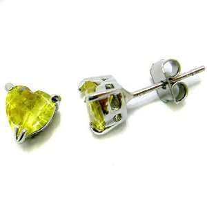  Stunning Heart Cut Sterling Silver Simulated Citrine Stud 