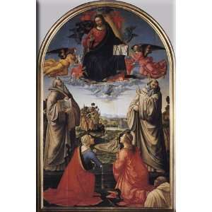   Saints and a Donor 20x30 Streched Canvas Art by Ghirlandaio, Domenico