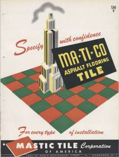 Mastic Tile Corporation of America Catalog Asbestos Plastic Flooring 