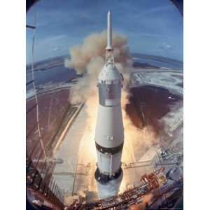 Rocket Lifting the Apollo 11 Astronauts Towards Their Manned Mission 
