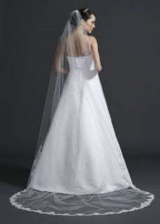  Davids Bridal Bridal Veil with Pearls and Alencon Lace 
