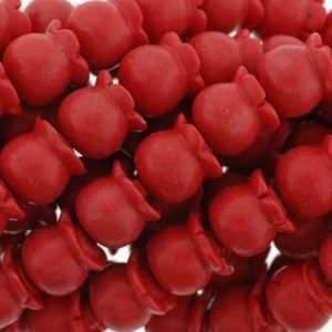 Red Coral  Lotus Flower Carved   12mm Diameter, No Grade   Sold by 7 