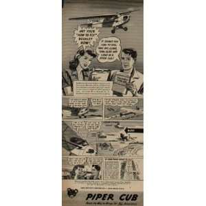   to Fly Booklet Now  1945 Piper Cub Ad, A3854A. 