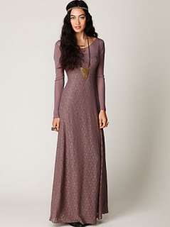 NEW FREE PEOPLE Versatile FLORAL LACE Long Sleeve MAXI SLIP DRESS XS 