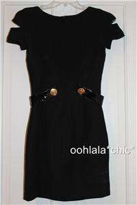 VERSACE FOR H&M Silk Little Black Dress LBD Cut Out Sleeves Size 2 32 