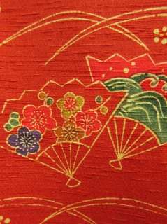   Auctions 09v2842 Tall Japanese Kimono Robe Dress Vermillion Silk Mix
