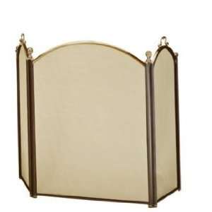  Three Fold Antique Brass Arched Fireplace Screen