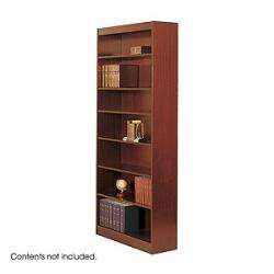 Safco Square Edge 7 Shelves Wood Veneer Bookcase 1506, Bookcase 