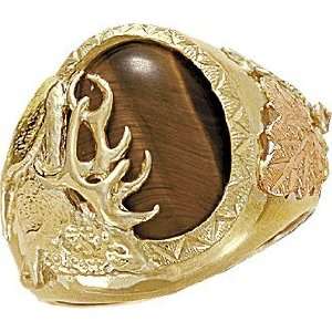   Elk in Tiger Eye Inset Landstroms Black Hills Gold Jewelry Jewelry