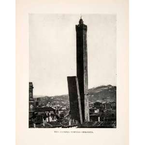  1908 Print Bologna Italy Leaning Towers Asinelli Garisenda 