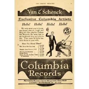  1920 Ad Columbia Records Van Schenck Graphophone Music 