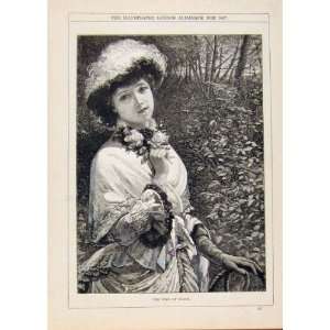    London Almanack Roses Time Young Gilr Portrait 1887