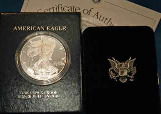 2000 PROOF SILVER AMERICAN EAGLE /BOX AND COA  