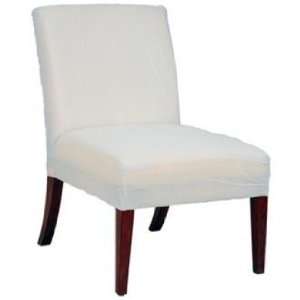    Muslin Covered Cherry Leg Armless Slipper Chair