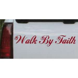 Walk By Faith Christian Car Window Wall Laptop Decal Sticker    Red 