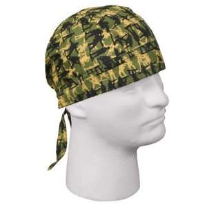  5109 Headwrap   Olive Drab With Army Man Camo Beauty