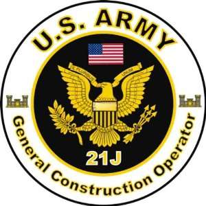 United States Army MOS 21J General Construction Operator Decal Sticker 