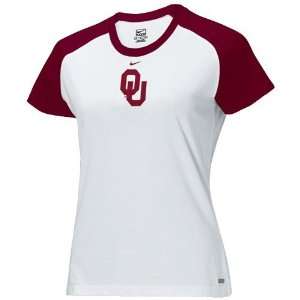  Nike Oklahoma Sooners White Ladies Training T shirt 