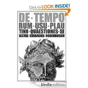 DE TEMPORUM USU PLAUTINO QUAESTIONES SELECTAE (Latin Edition 