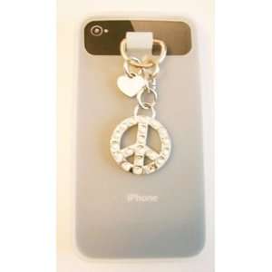  Silicone iPhone 4G & Charm with Swarovski   Clear/White 